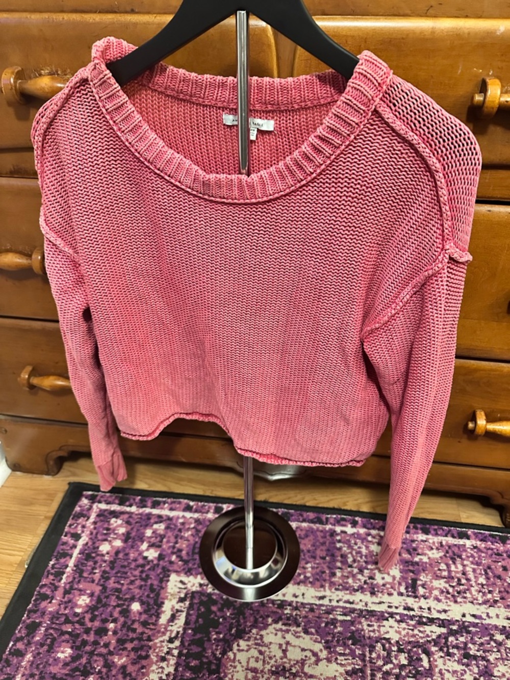 AE Women's Cropped Knit Sweater - Pink